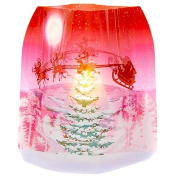 Flameless LED Candles Luminary Lanterns Set Holiday Santa Sleigh Christmas Tree - Picture 2 of 8